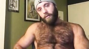 Hairy Lumberjack Masturbates, Showing Off His Cock