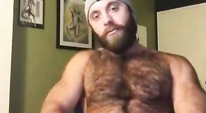 Hairy Lumberjack Masturbates, Showing Off His Cock