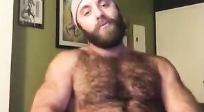 Hairy Lumberjack Masturbates, Showing Off His Cock