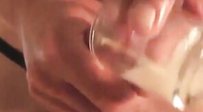 Twink's Cock Harness Fun with a Shot Glass Twist