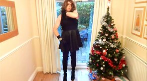 Christmas Wanking in Thigh-High Boots