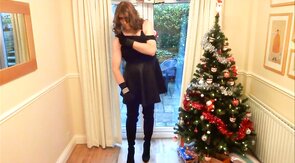 Christmas Wanking in Thigh-High Boots