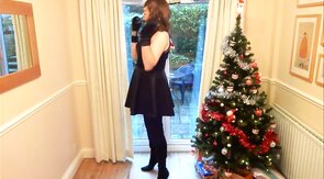 Christmas Wanking in Thigh-High Boots