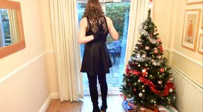 Christmas Wanking in Thigh-High Boots