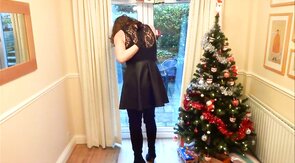 Christmas Wanking in Thigh-High Boots