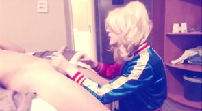 Crossdresser SS Harley Quinn Sucks Cock and Balls