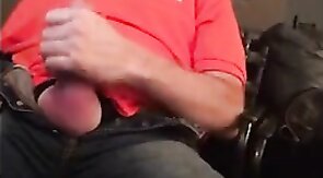 Big-Cock Daddy Strokes to Porn