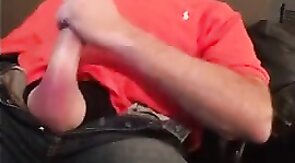 Big-Cock Daddy Strokes to Porn