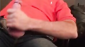 Big-Cock Daddy Strokes to Porn