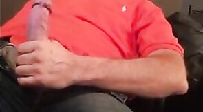 Big-Cock Daddy Strokes to Porn