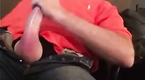 Big-Cock Daddy Strokes to Porn