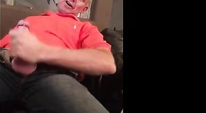 Big-Cock Daddy Strokes to Porn
