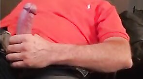 Big-Cock Daddy Strokes to Porn