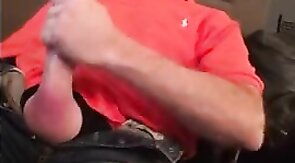 Big-Cock Daddy Strokes to Porn