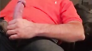 Big-Cock Daddy Strokes to Porn