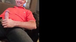 Big-Cock Daddy Strokes to Porn