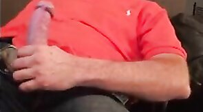 Big-Cock Daddy Strokes to Porn