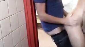 Gloryhole Masturbation: Amateur Hunk Fun in the Restroom