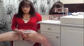 Red Dress Crossdresser Solo Masturbation
