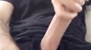 Muscular amateur strokes his big hard cock with a thick bellend