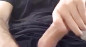 Muscular amateur strokes his big hard cock with a thick bellend