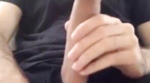 Muscular amateur strokes his big hard cock with a thick bellend