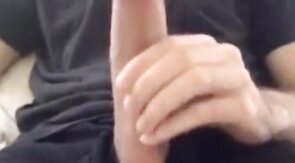 Muscular amateur strokes his big hard cock with a thick bellend