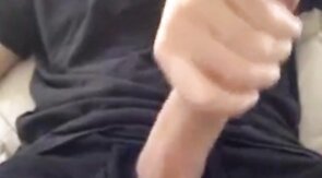 Muscular amateur strokes his big hard cock with a thick bellend