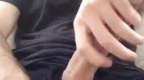 Muscular amateur strokes his big hard cock with a thick bellend