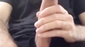 Muscular amateur strokes his big hard cock with a thick bellend