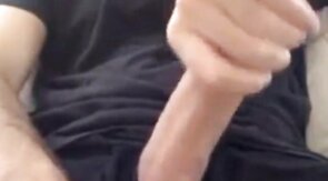 Muscular amateur strokes his big hard cock with a thick bellend