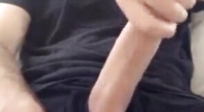 Muscular amateur strokes his big hard cock with a thick bellend