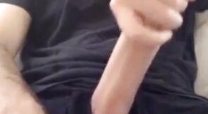 Muscular amateur strokes his big hard cock with a thick bellend