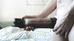 Vacuum Pumping a Big Cock on Webcam