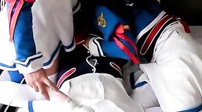 3 Asian Crossdressers Jerking Off Together