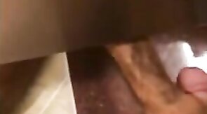 Small-Cock Man Masturbating in a Public Restroom