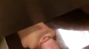 Small-Cock Man Masturbating in a Public Restroom