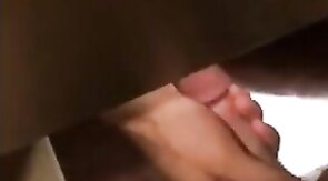 Small-Cock Man Masturbating in a Public Restroom