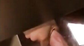 Small-Cock Man Masturbating in a Public Restroom