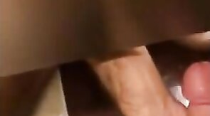 Small-Cock Man Masturbating in a Public Restroom