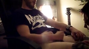 Big-Cock Twink Helps Buddy in Dorm with Late-Night Blowjob