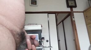 Mature Japanese Gay Man Strokes Small Cock and Cums