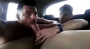 Latino Gay Couple's Steamy Car Blowjob