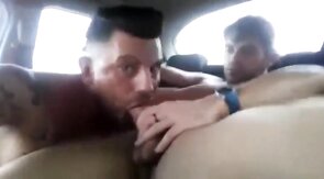 Latino Gay Couple's Steamy Car Blowjob