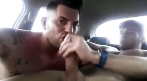 Latino Gay Couple's Steamy Car Blowjob