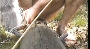 Outdoor Handjob Fun: Tree Trunk Humping Adventure