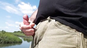 Public Boat Masturbation and Cum Shot
