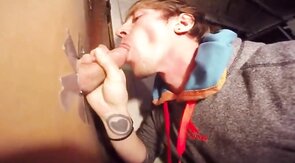 Twink Takes Big Cock at Glory Hole, Gets Mouth Full of Cum