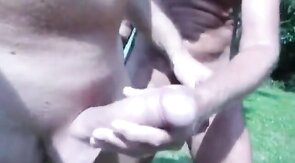 Outdoor Wank Session by the River with Two Horny Amateurs