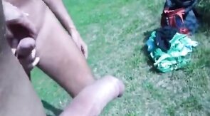 Outdoor Wank Session by the River with Two Horny Amateurs